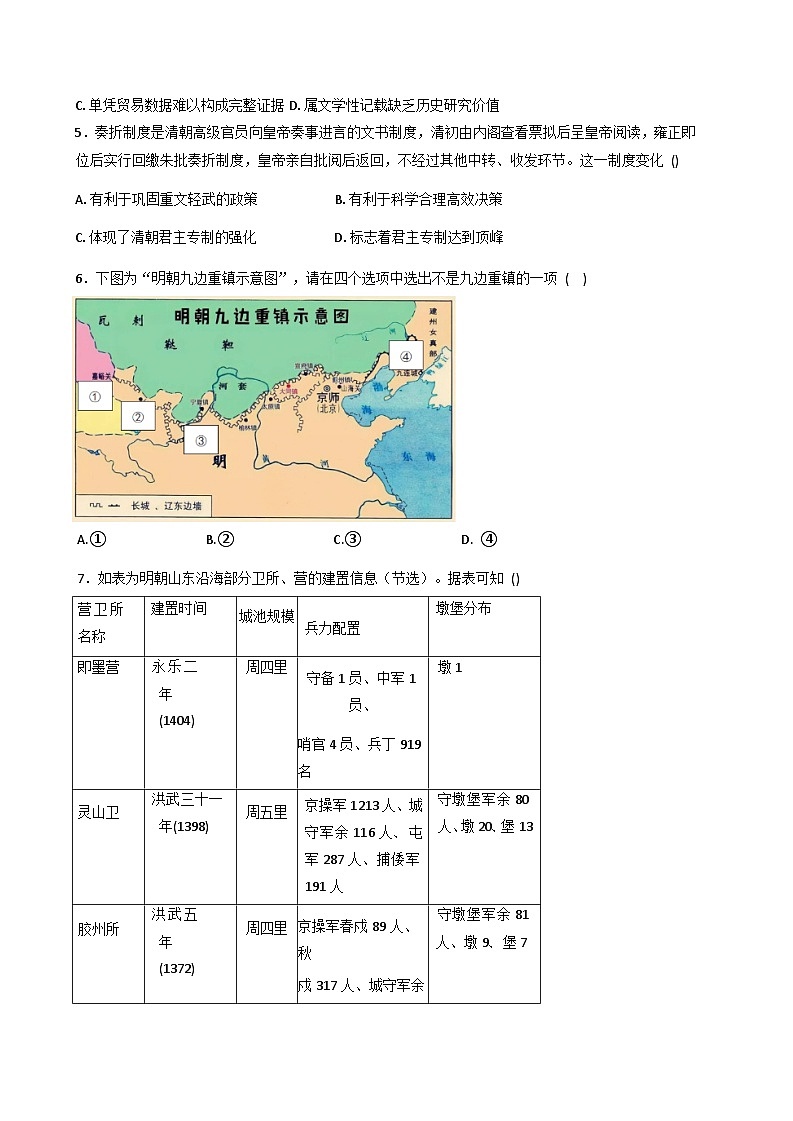 广西壮族自治区钦州市大寺中学2025-2026学年高三上学期10月考试历史试卷（含答案）第2页