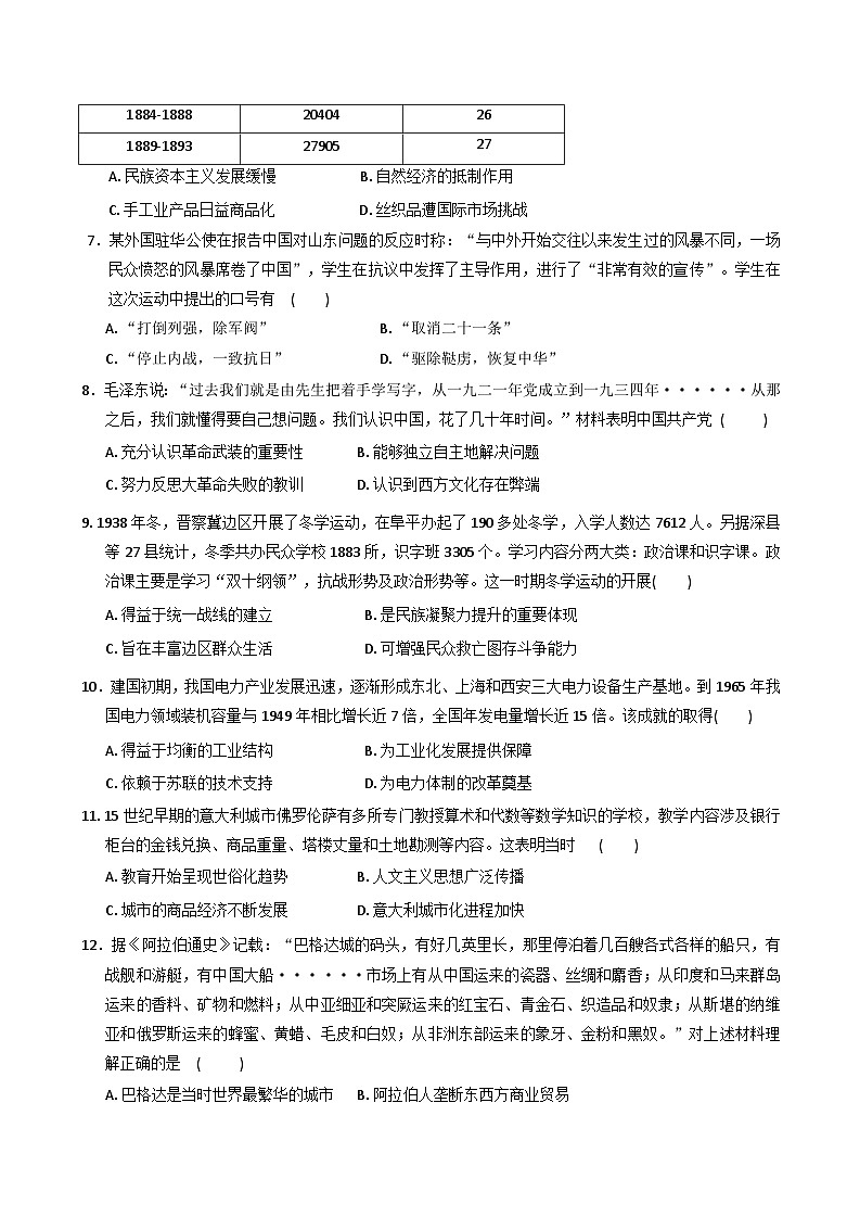 福建省漳州双语高级中学2025-2026学年高三上学期中考试历史试题（含解析）第2页