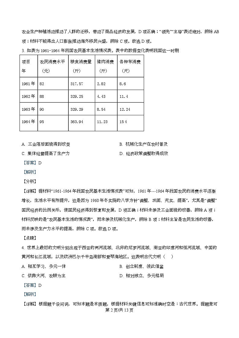 四川省成都市锦江区嘉祥外国语高级中学2026届高三上学期10月月考历史试卷 Word版含解析第2页