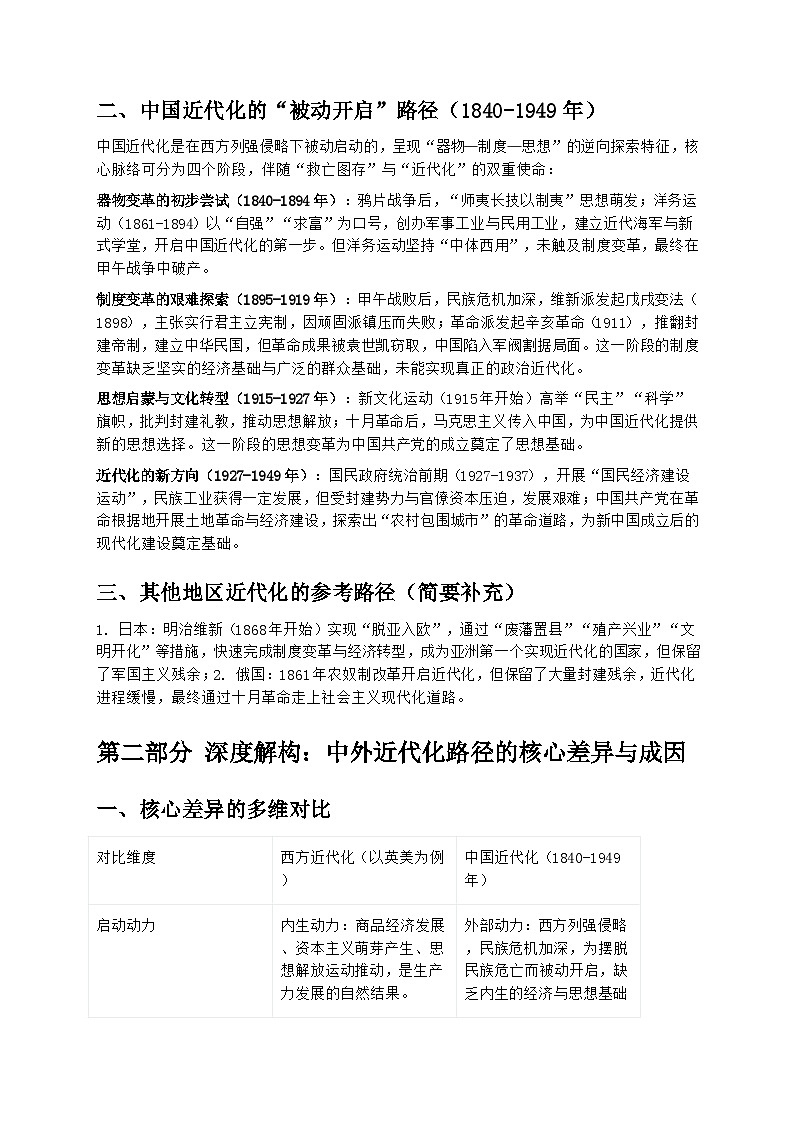 破局与歧路：近代化路径的中外差异深度探究（2026届高考历史二轮复习学案）第2页