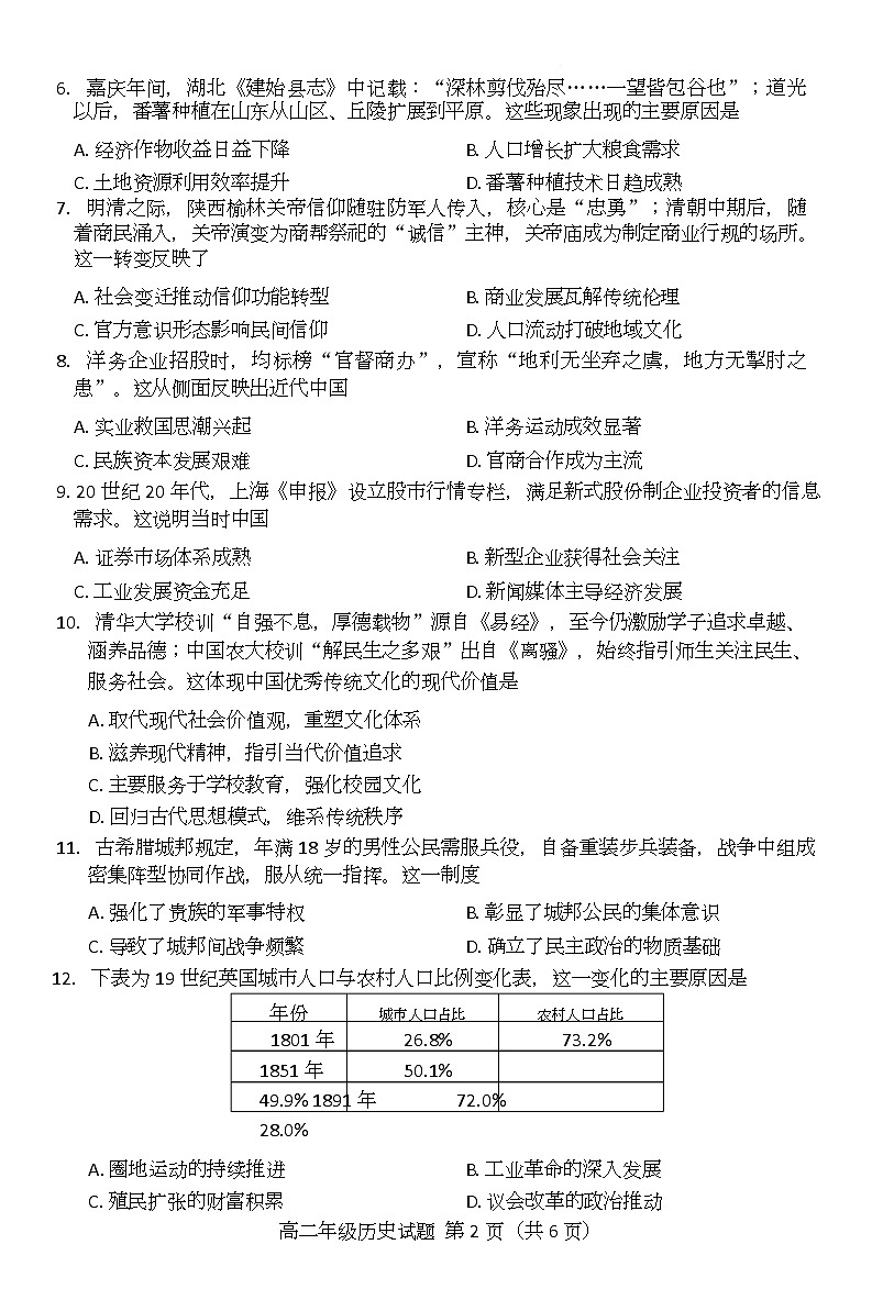 河南省南阳市六校2025-2026学年高二上学期12月月考历史试题第2页