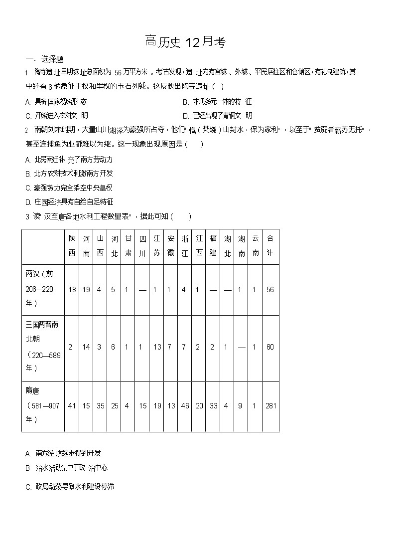 吉林省通化市梅河口市第五中学2025-2026学年高一上学期12月月考历史试题第1页
