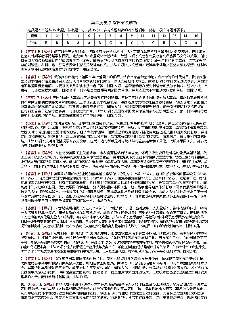 高二12月历史参考答案第1页