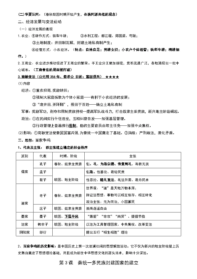 2026年高考统编版历史一轮复习：中国史 必背知识点复习提纲 讲义第3页