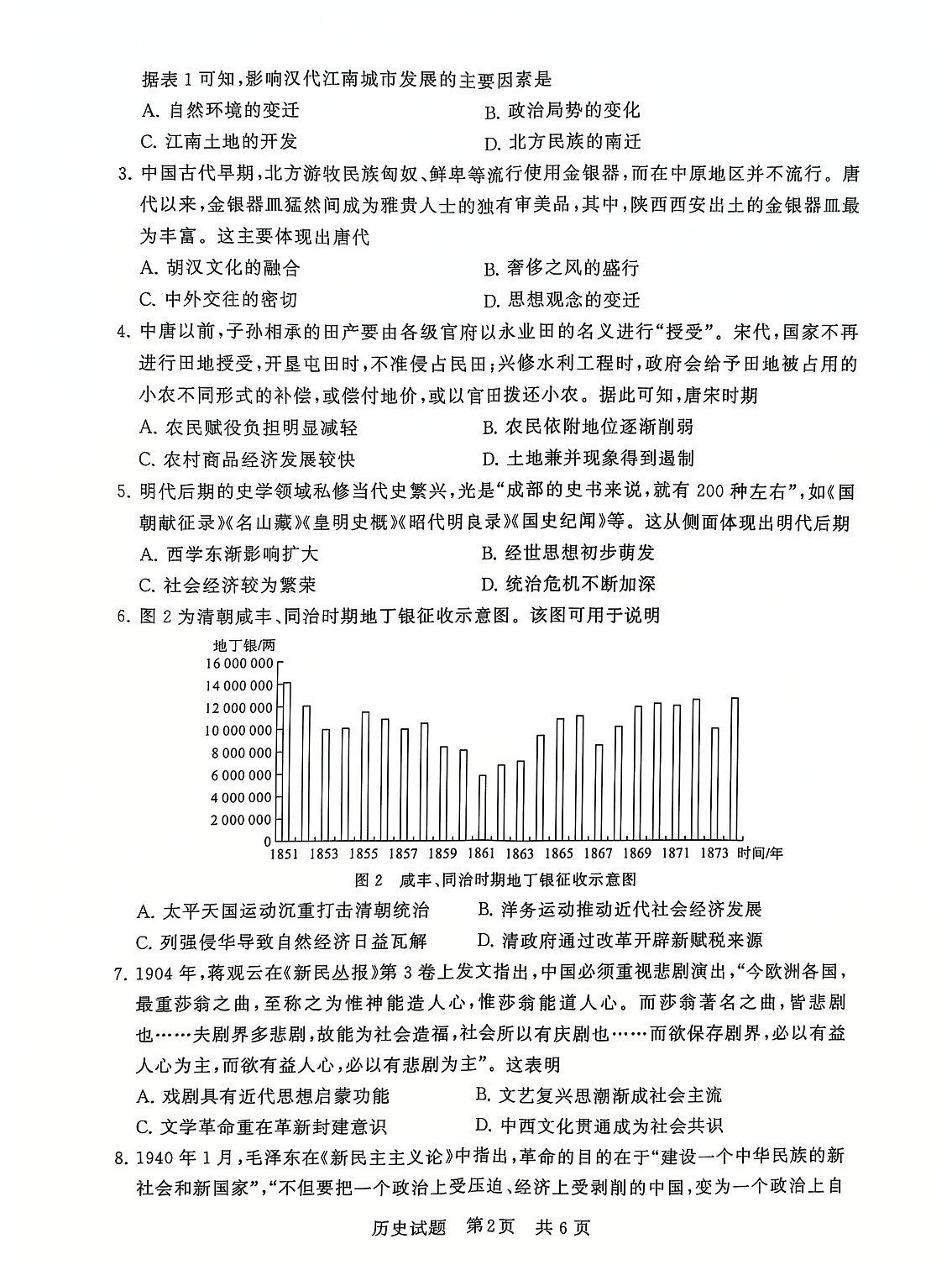 2025届全国T8 (八省八校)高三上学期12月联合测评历史试卷第2页