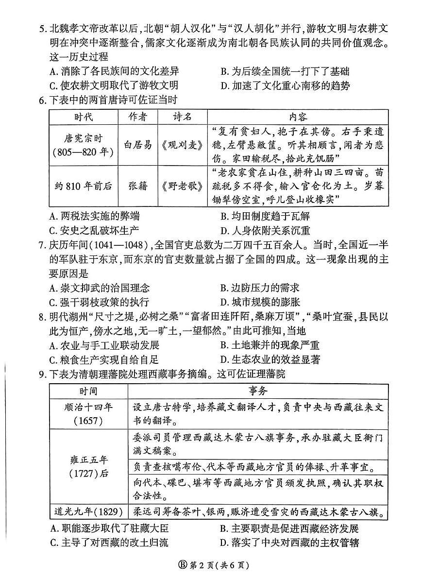 山东省部分高中2025-2026学年高一上学期12月月考历史试题第2页