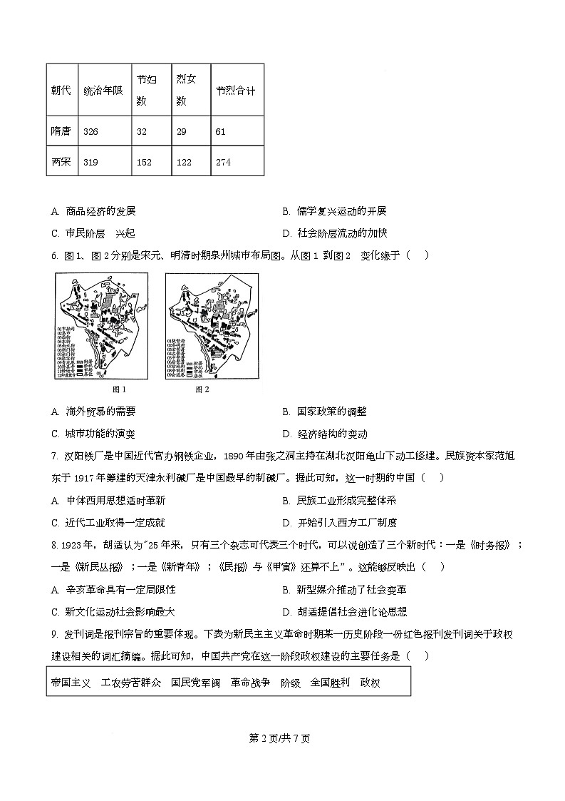 湖南省长沙市第一中学2025-2026学年高二上学期第二次阶段性检测历史试题（原卷版）第2页