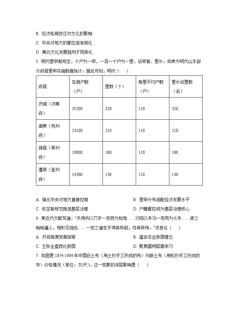 山东省高考质量测评联盟2025-2026学年高三上学期12月联考历史试卷（学生版）第2页