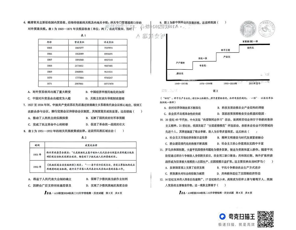 安徽省A10联盟2025-2026学年高二上学期12月月考历史试题（A卷）第2页