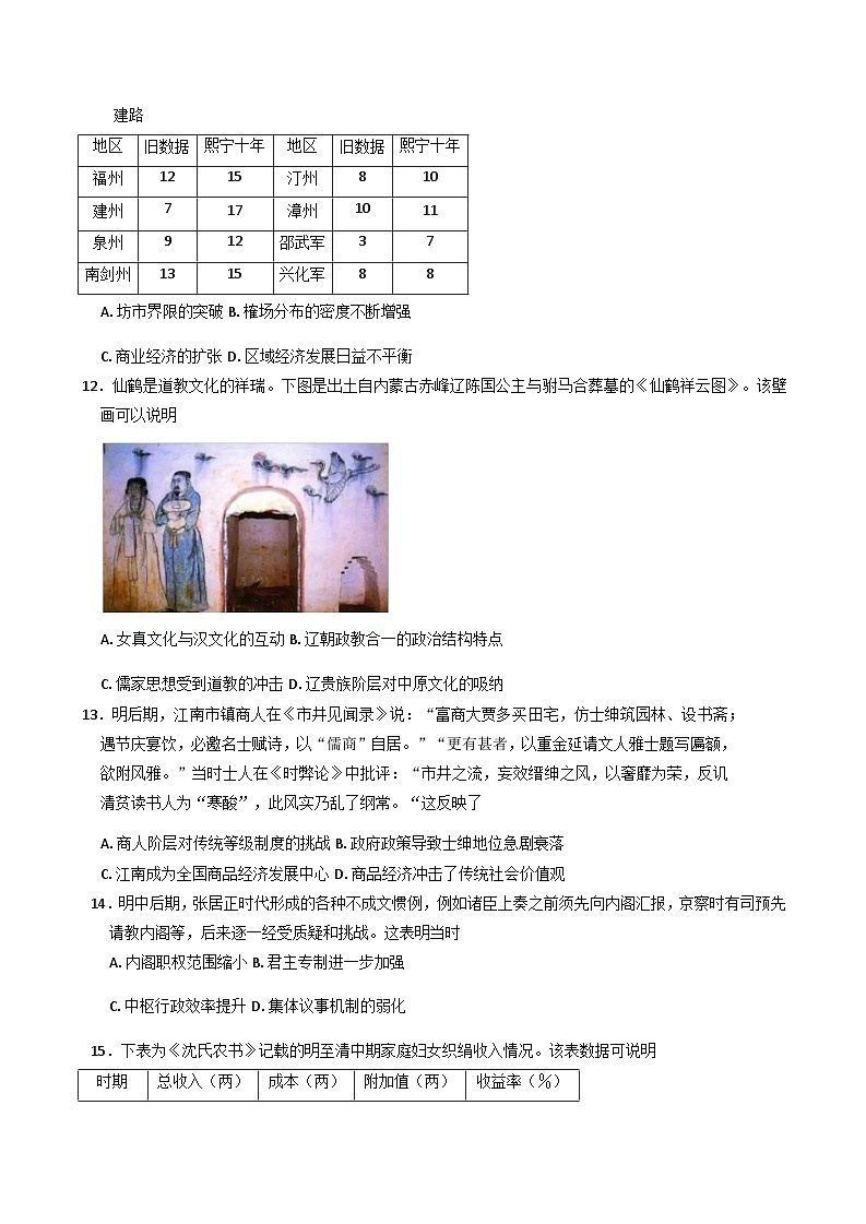 2026届安徽省绩溪中学高三上学期教学质量测评历史试题（含答案）第3页