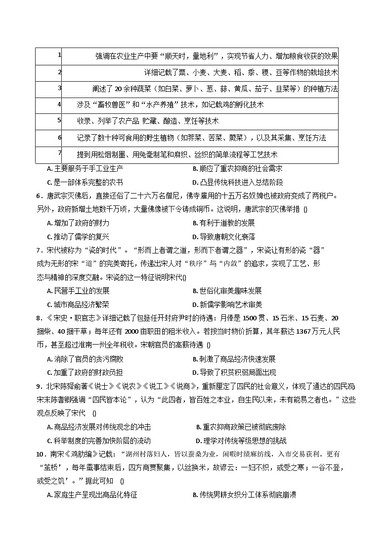 2025—2026学年度安徽省怀宁县高河中学高一上学期12月月考历史试题（含答案）第2页
