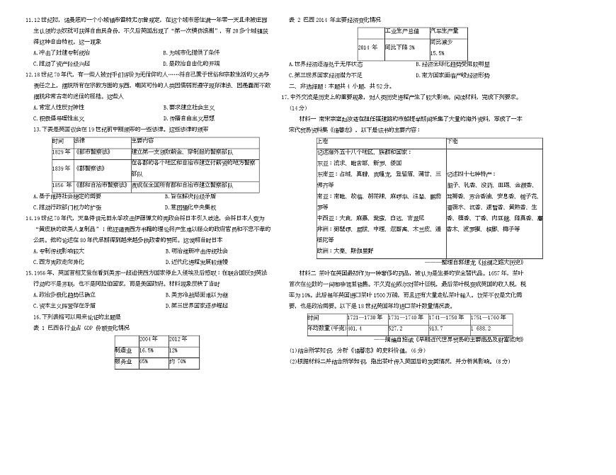2026届河北省唐县第一中学高三上学期学业水平选择性模拟考试历史试题（高考模拟）第2页