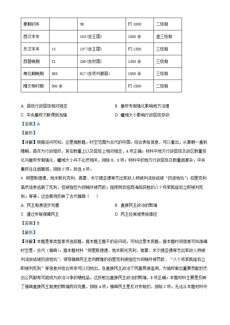 精品解析：重庆市涪陵第一中学校2025-2026学年高二上学期第一次月考历史试题（解析版）第2页