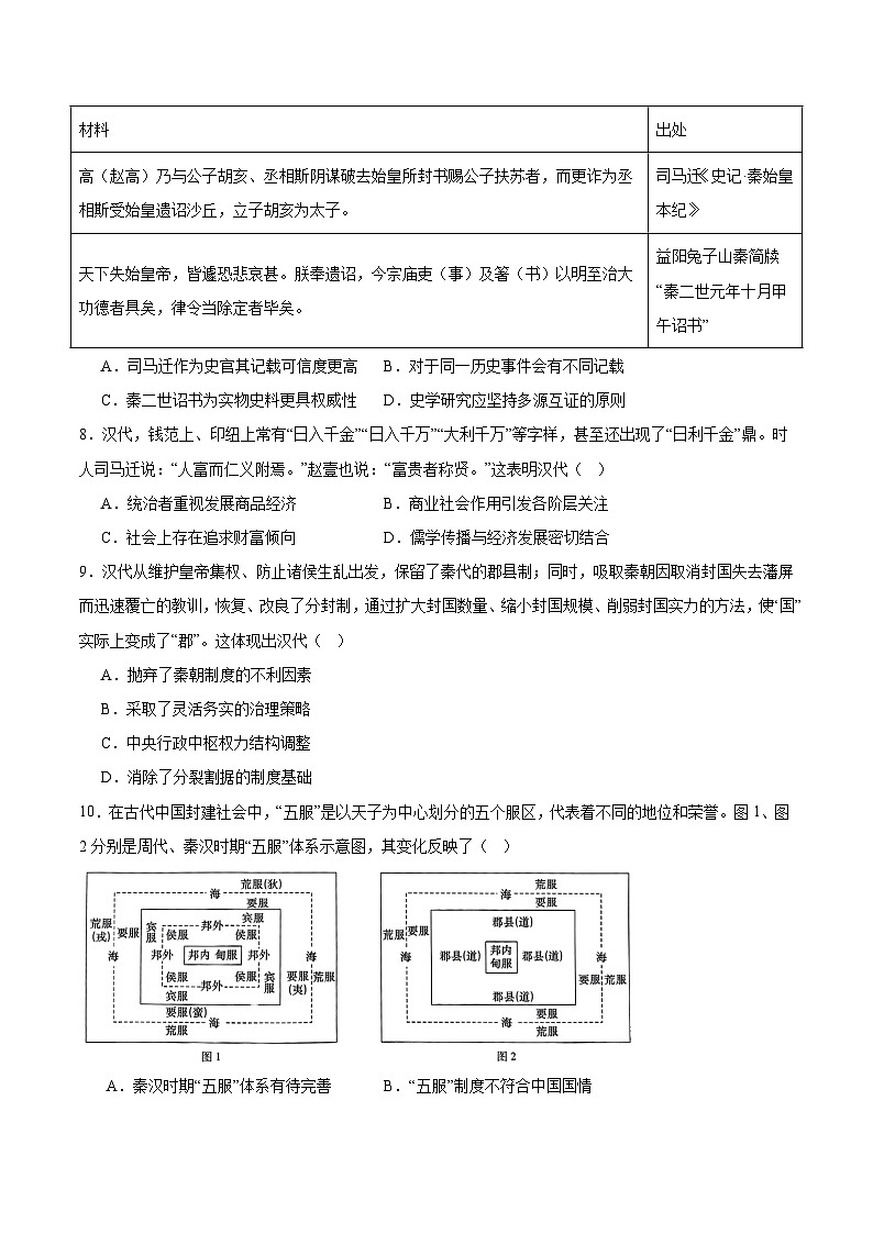山东省青岛第五十八中学2025-2026学年高一上学期期中测试历史试卷（Word版附答案）第2页