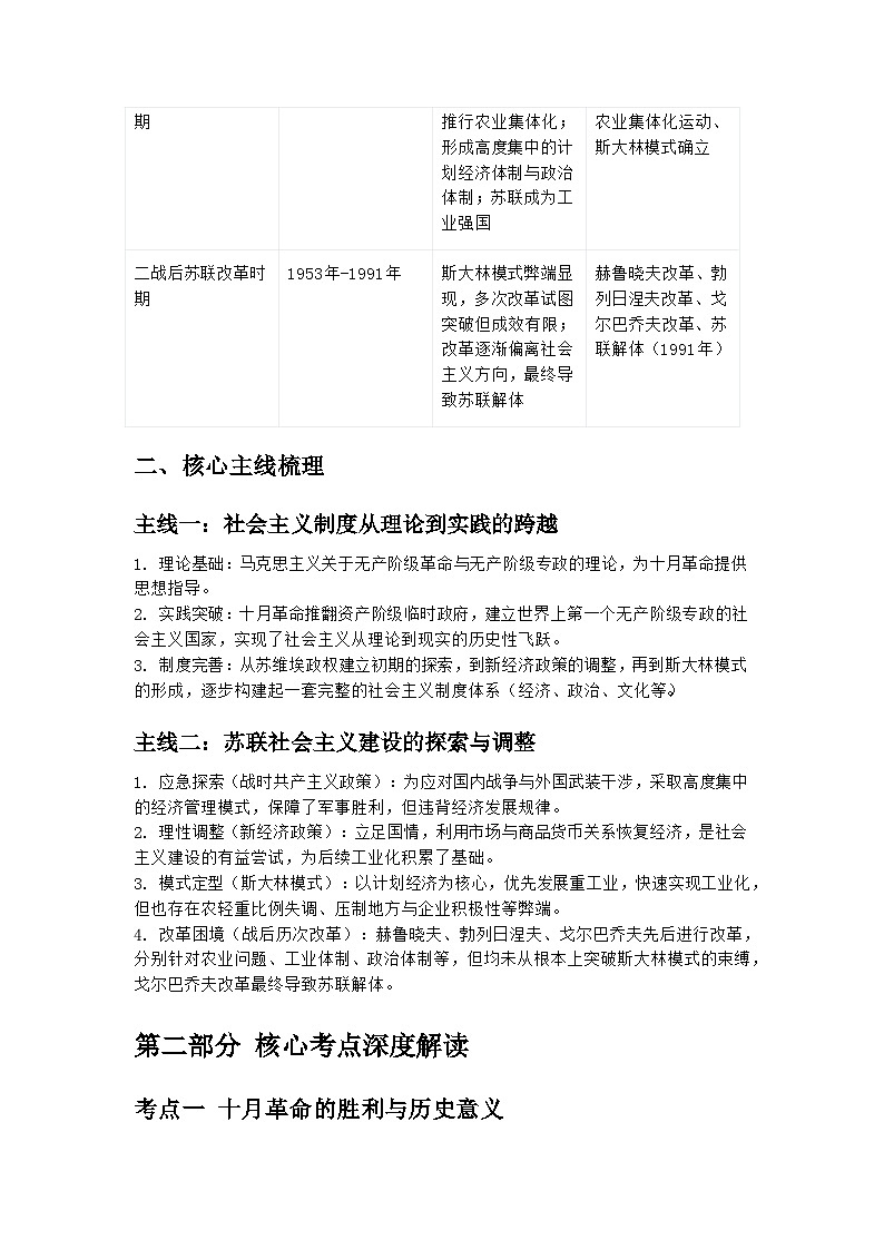 第15课 十月革命的胜利与苏联的社会主义实践学案 -2026届高三统编版必修中外历史纲要下一轮复习第2页