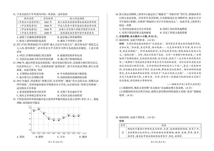 河南省百师联盟2028届高一上学期12月联考历史试卷（含答案）第2页