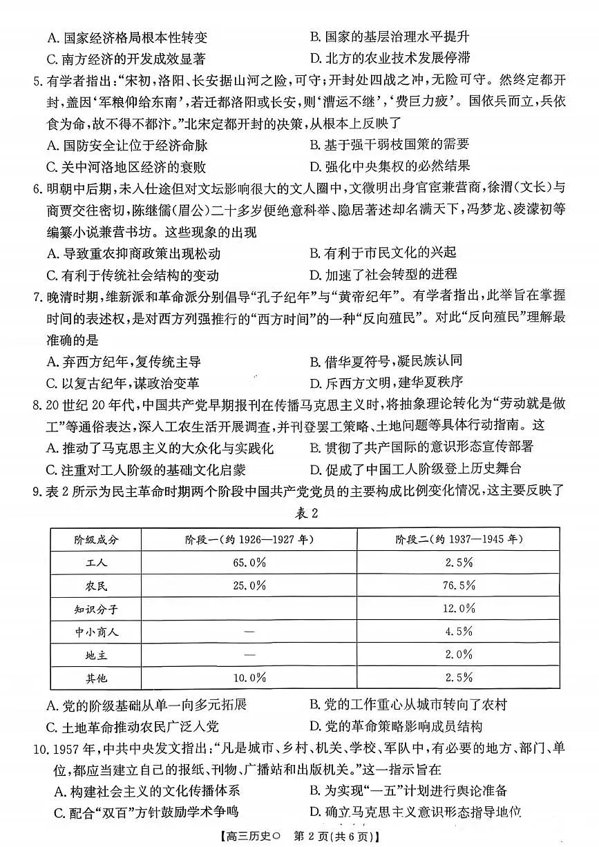湖南省市、县级优质高中协作体2026届高三上学期元月二模联考 历史试卷（PDF图片版，无答案）第2页