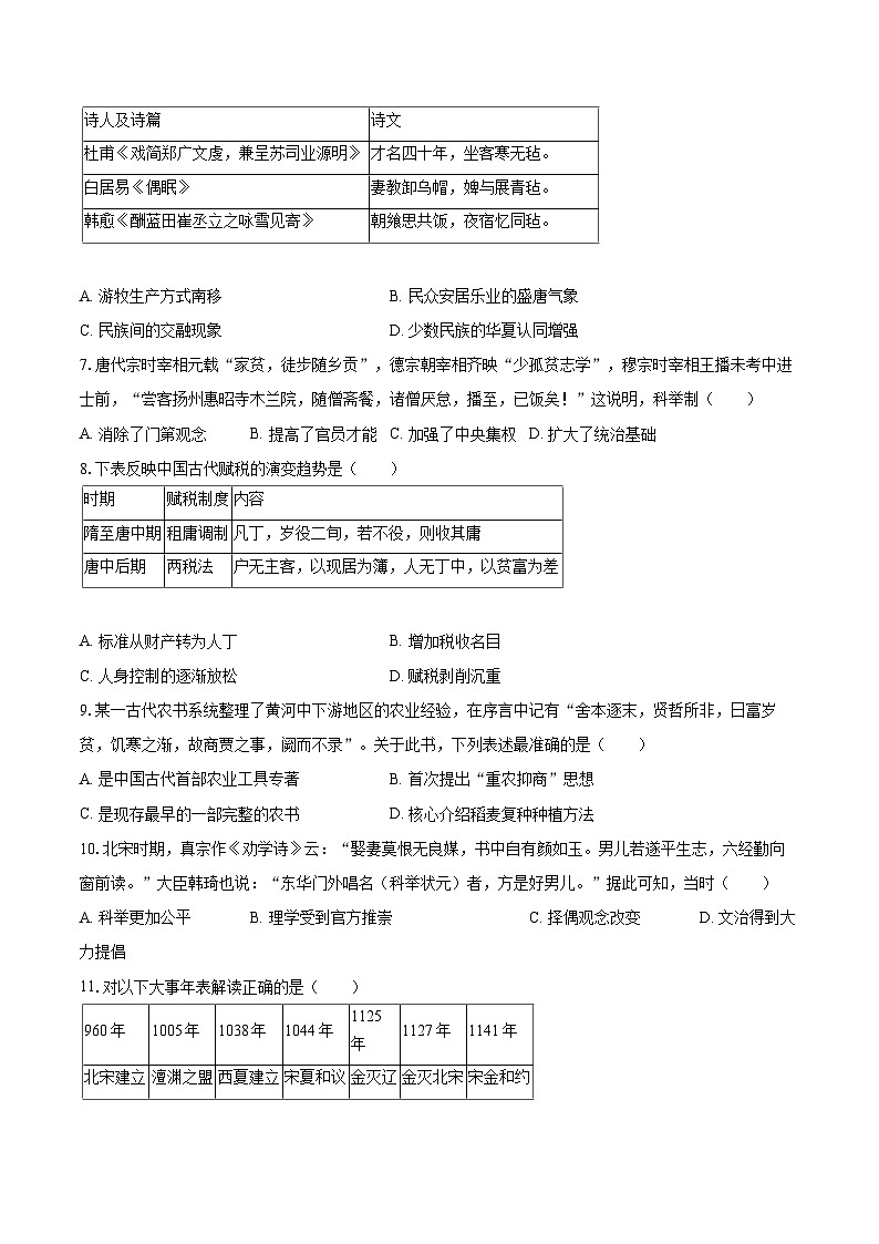 2025-2026学年江苏省南京十三中高一（上）月考历史试卷（1月份）-自定义类型第2页