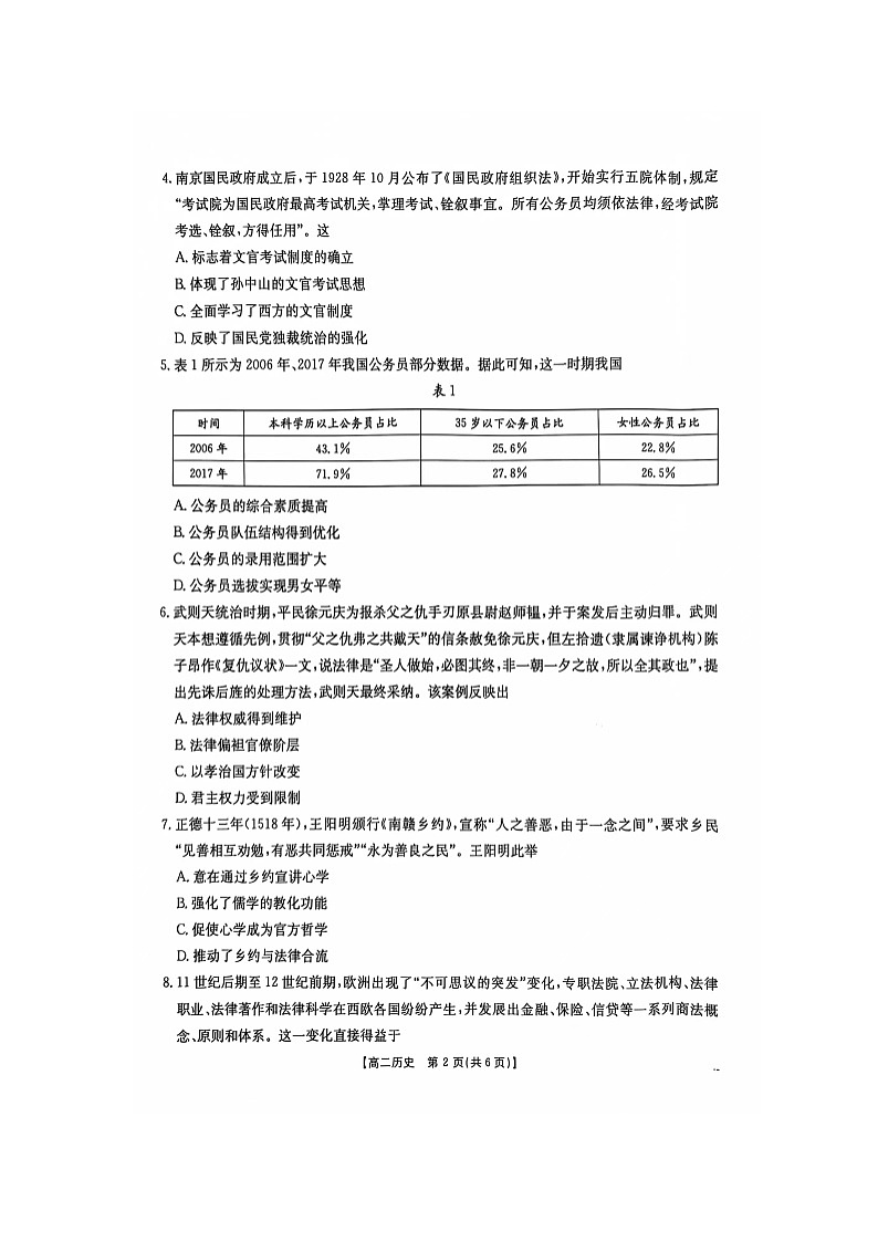 江西省部分高中学校2024-2025学年高二上学期十一月联考历史试卷第2页