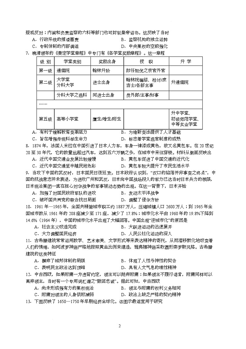 广东省“六校联盟”2025-2026学年高三上学期第三次联考历史试题（月考）第2页