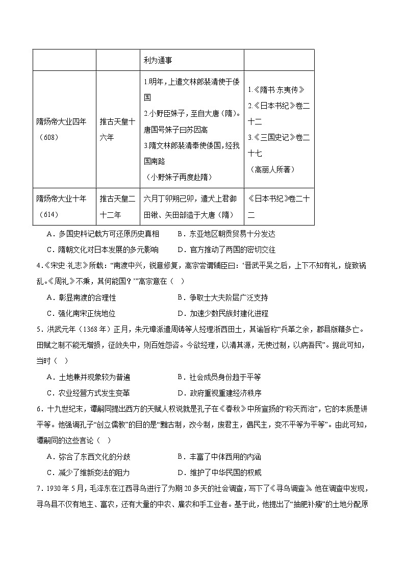 广东省2026届高三上学期一轮复习验收考试历史试卷（Word版附答案）第2页