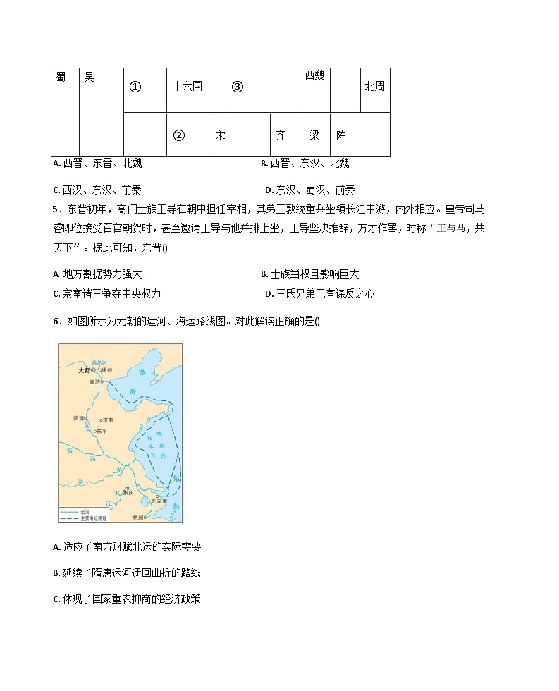 2025—2026学年度海南省陵水黎族自治县顺湖中学高一上学期12月月考历史试题（含答案）第2页