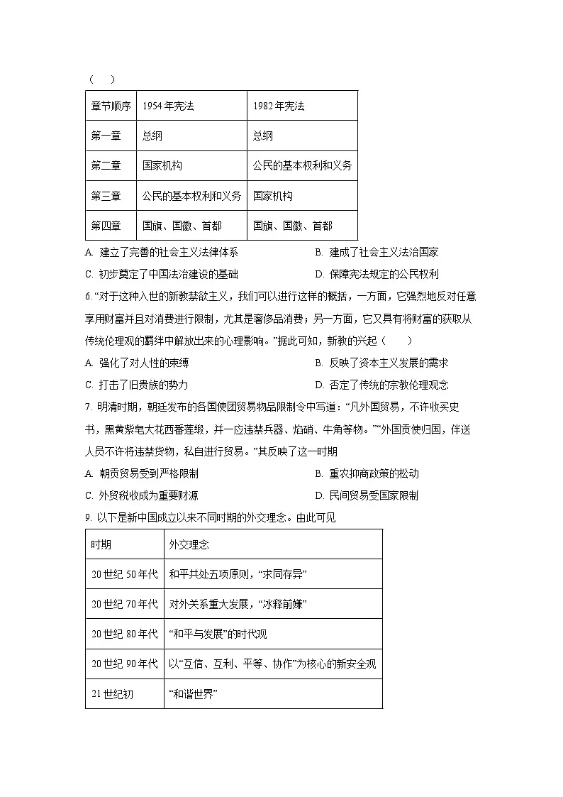 2024-2025学年山西省大同市部分学校高二上学期期末考试历史试卷（学生版）第2页