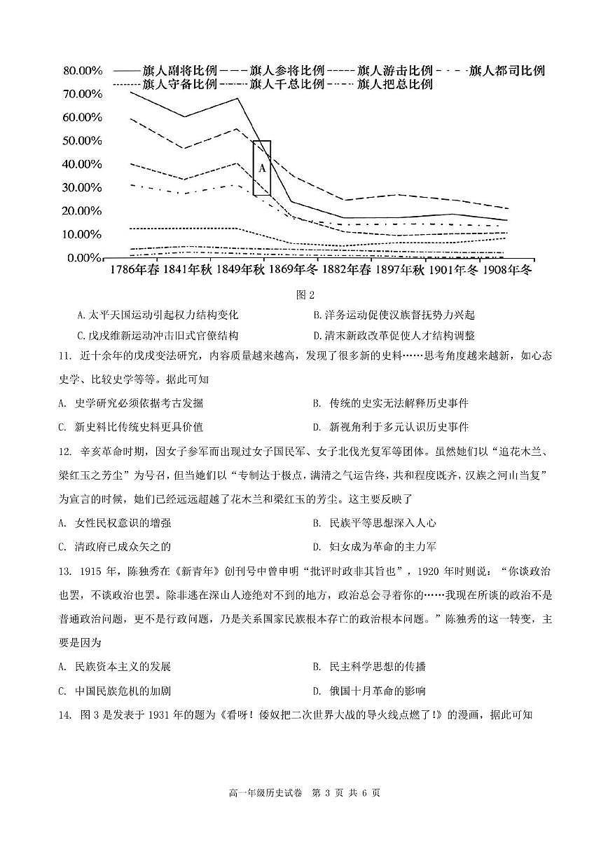 安徽省合肥市六校联盟2024-2025学年高一上学期1月期末考试历史试卷（无答案）第3页