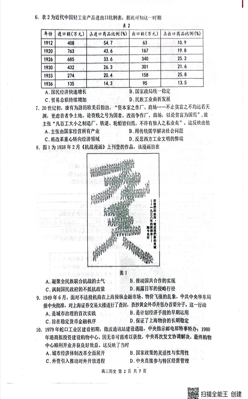 山东省烟台市2025-2026学年高三上学期期末考试历史试卷第2页