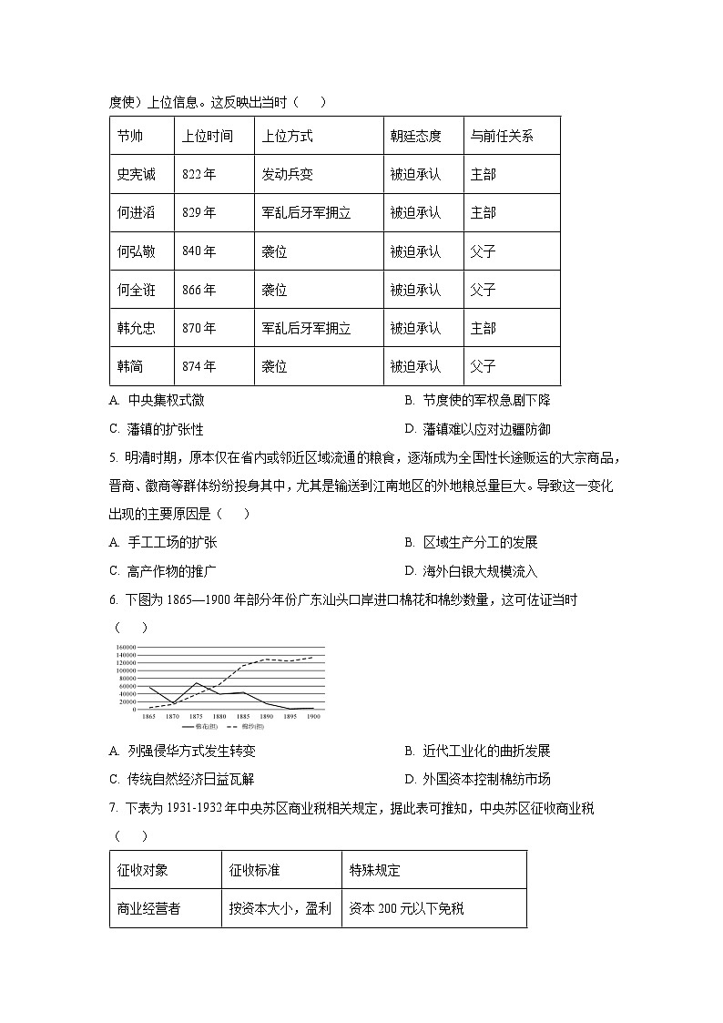 安徽省华师联盟2025-20206学年高三上学期1月质量检测历史试卷（学生版）第2页