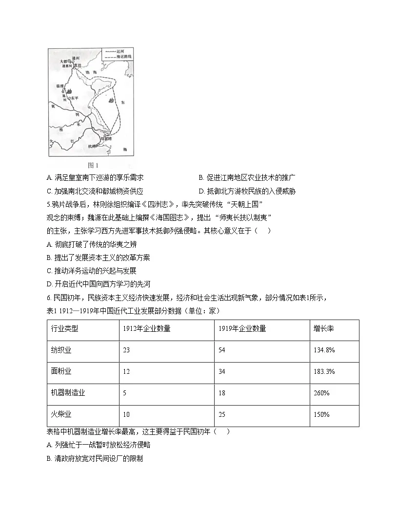 2026届海南省儋州市高三上学期学业质量监测历史试题（文字版，含答案）第2页