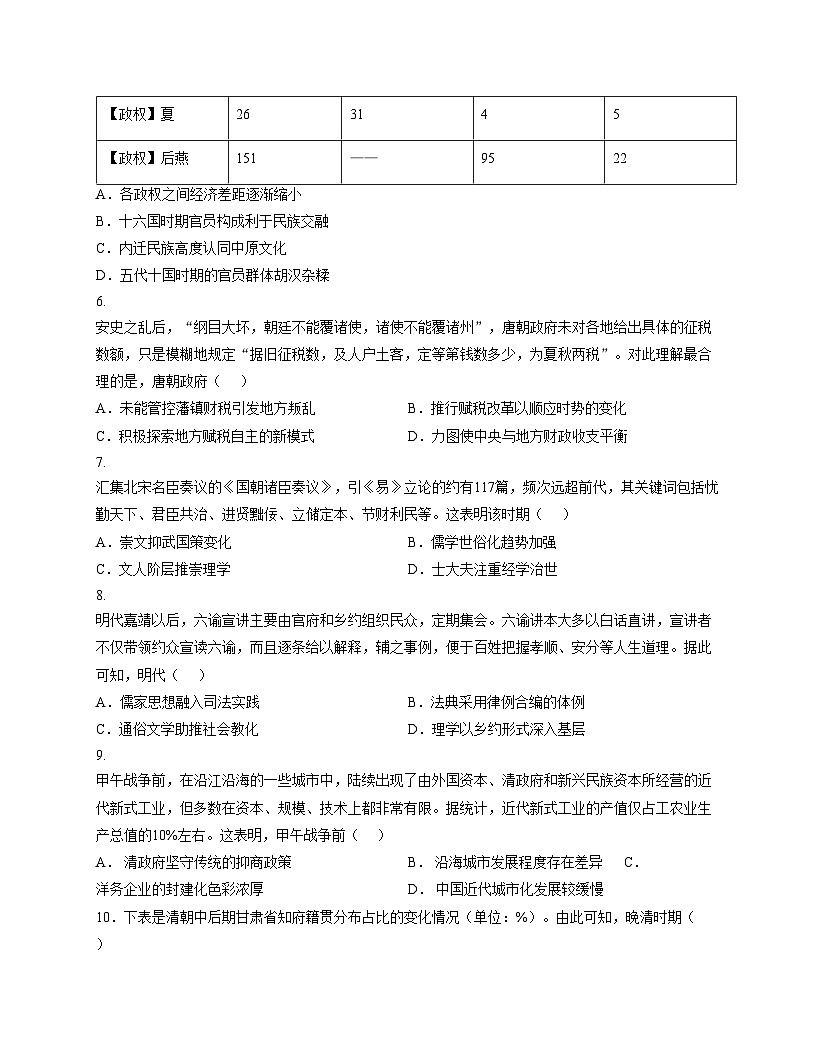 福建省福州外国语学校2025_2026学年高三上学期12月月考历史试题（文字版，含答案）第2页