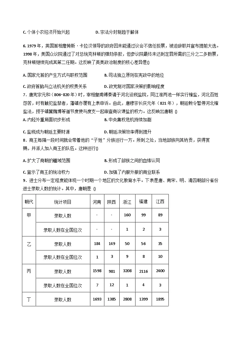 2025—2026学年度湖南省株洲市景美高级中学高二上学期第三次月考历史试题（解析版）第2页