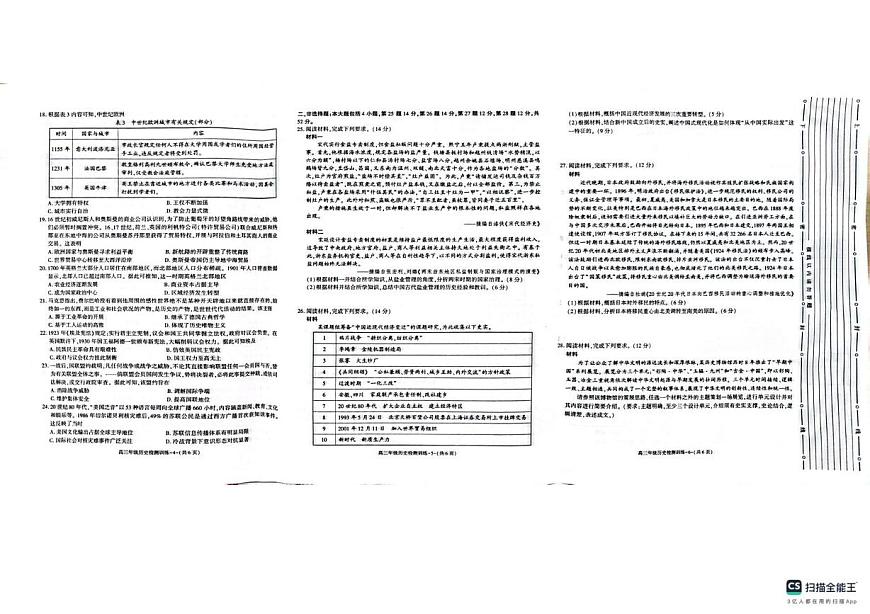 陕西省榆林市2025-2026学年高三上学期期末考试历史试题第2页
