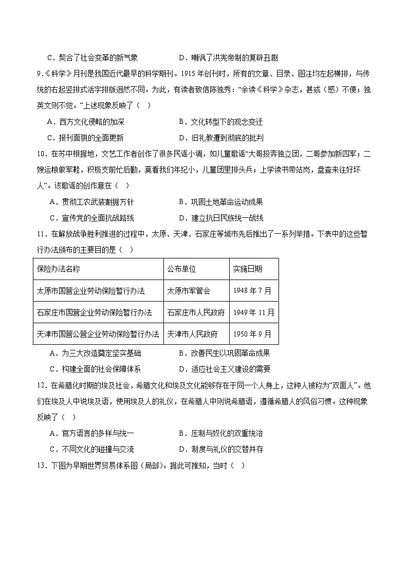 江苏省盐城市、南京市2026届高三上学期期末调研测试 历史试卷(含答案）第3页