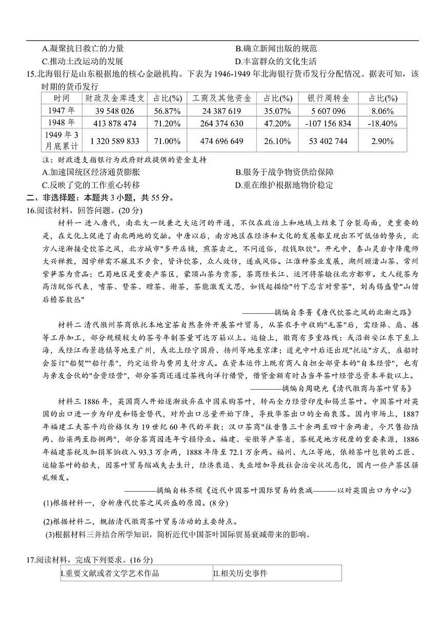 2025-2026学年重庆市高一上学期期末考试历史试题（含答案）第3页