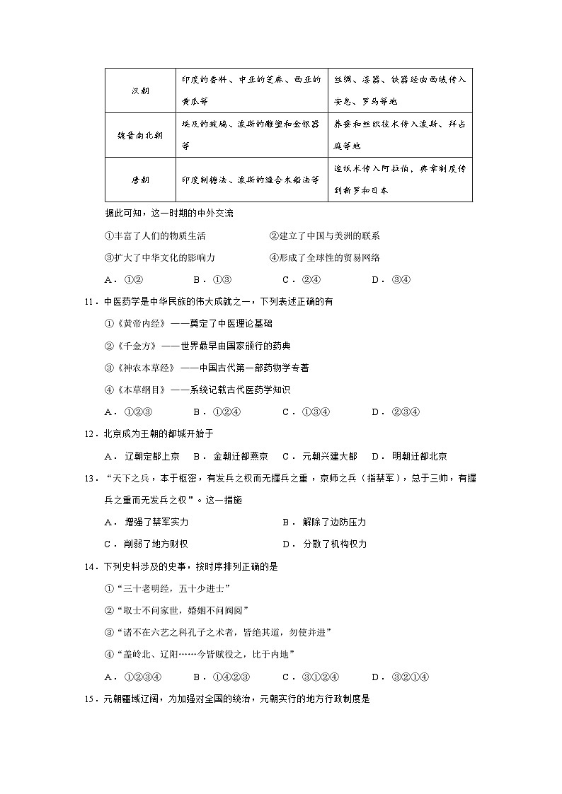 北京市石景山区2025-2026学年高一上学期期末考试历史试题（Word版附答案）第3页