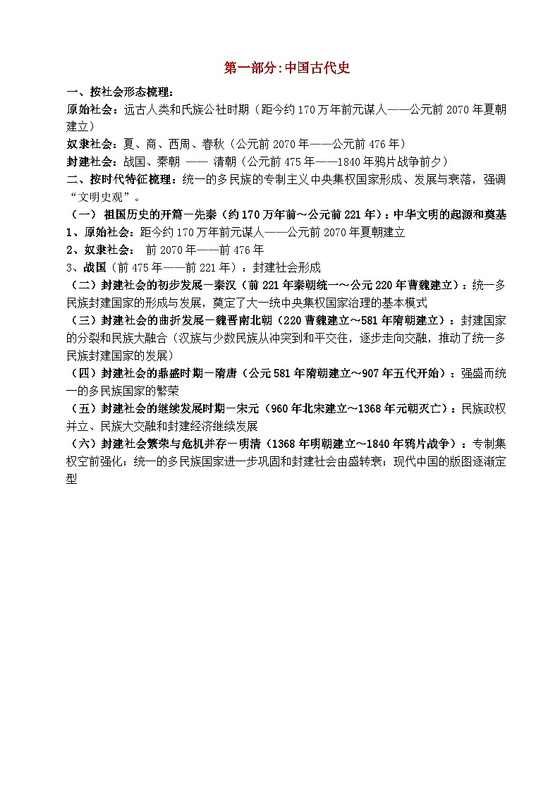 高考复习提纲：2026年历史高考一轮复习中国古代史提纲【知识点】第2页