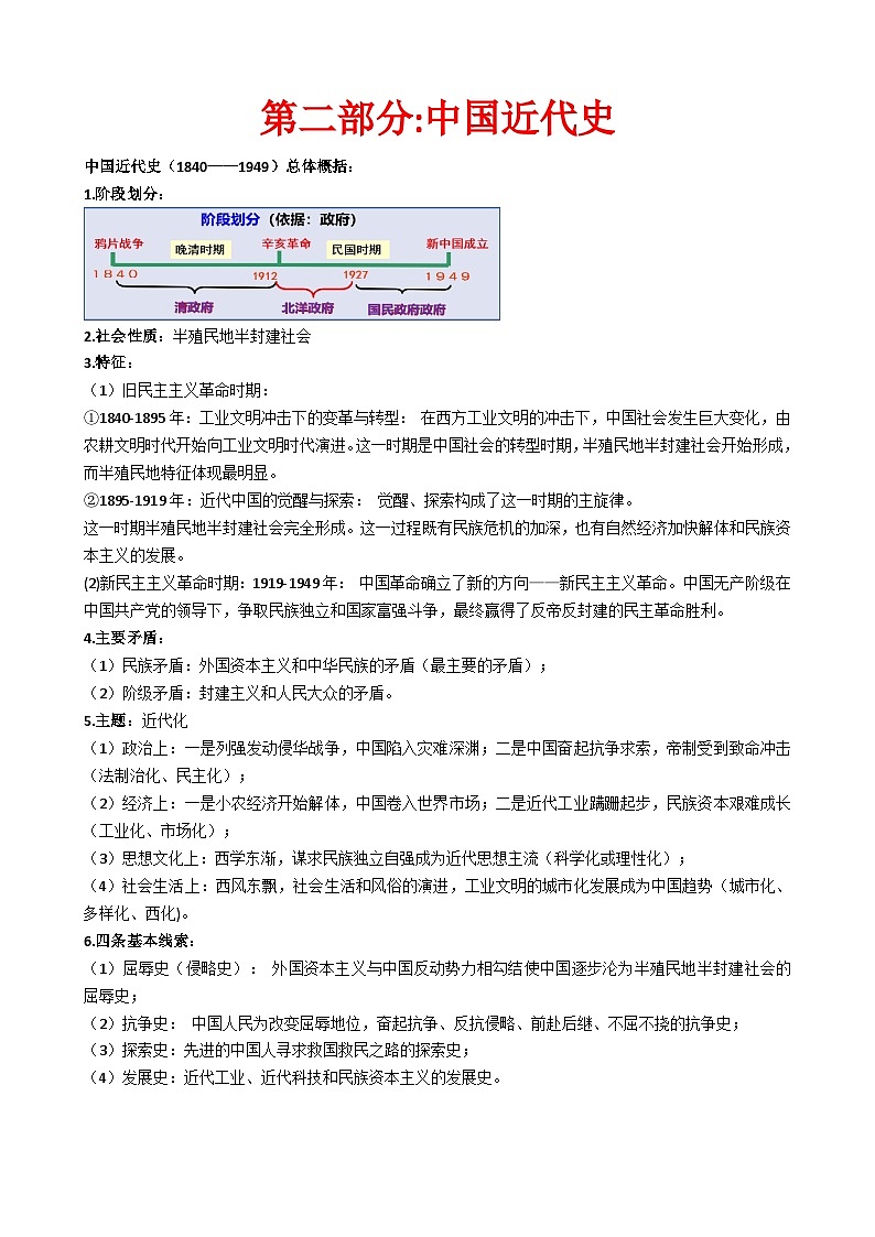 高考复习提纲：2026年历史高考一轮复习中国中国近现代史提纲【知识点】第2页