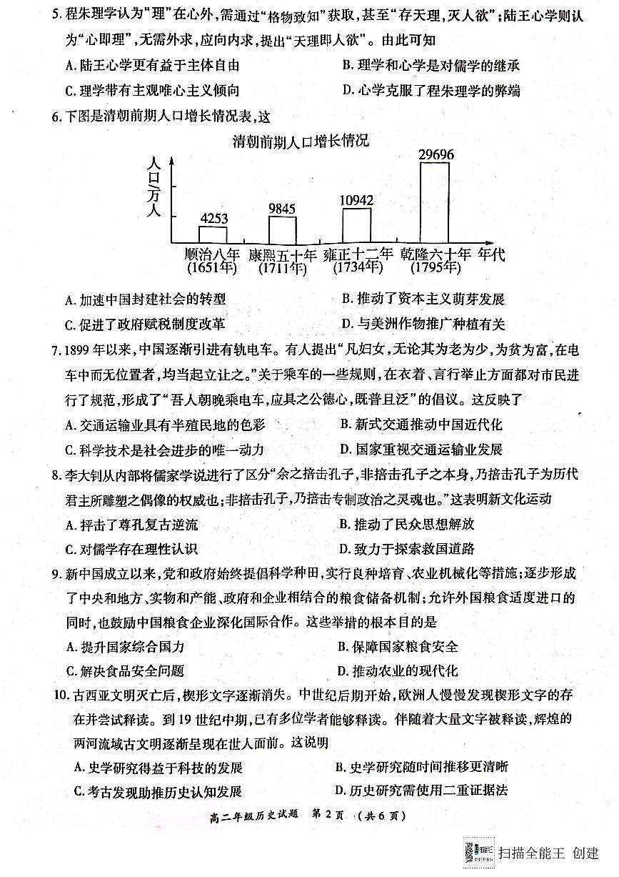 河南省南阳市六校2024-2025学年高二上学期12月联考历史试题第2页