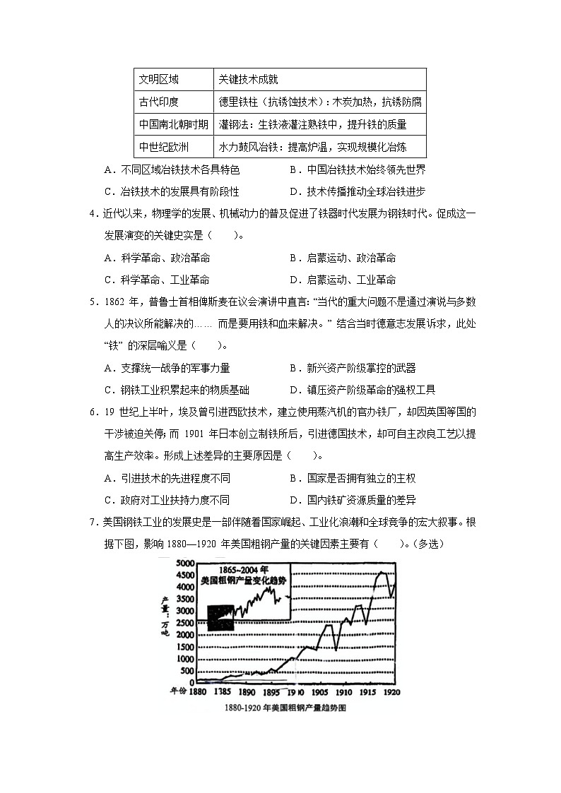 上海市静安、闵行、青浦、金山四区2026届高三上学期一模联考历史试卷（统编版Word版附答案）第3页