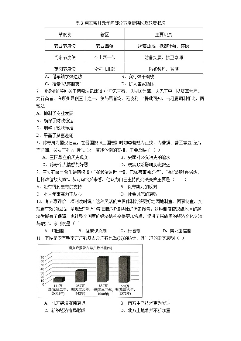 2025-2026学年度四川省射洪中学校高一上学期期末模拟测评历史试题（解析版）第2页