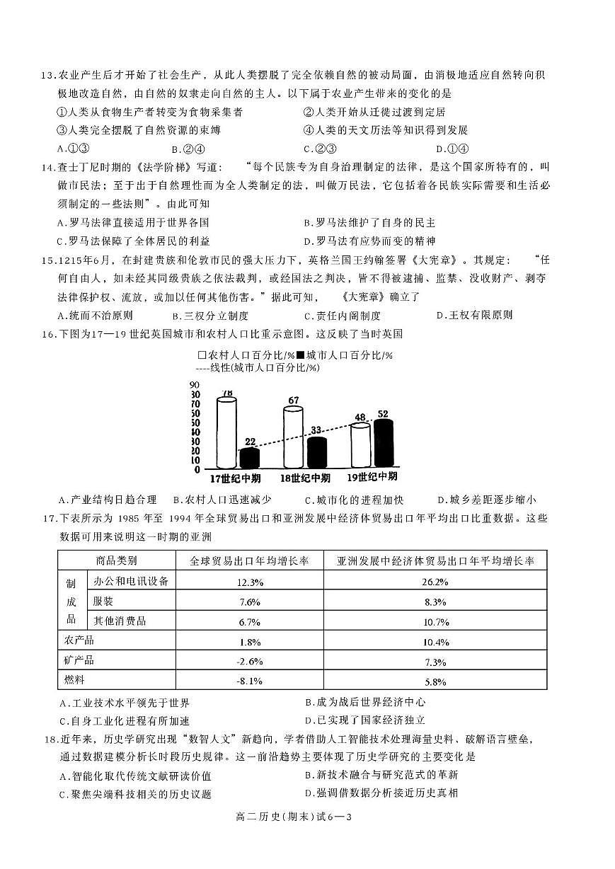 浙江省宁波市余姚市2025-2026学年高二上学期期末考试历史试题第3页