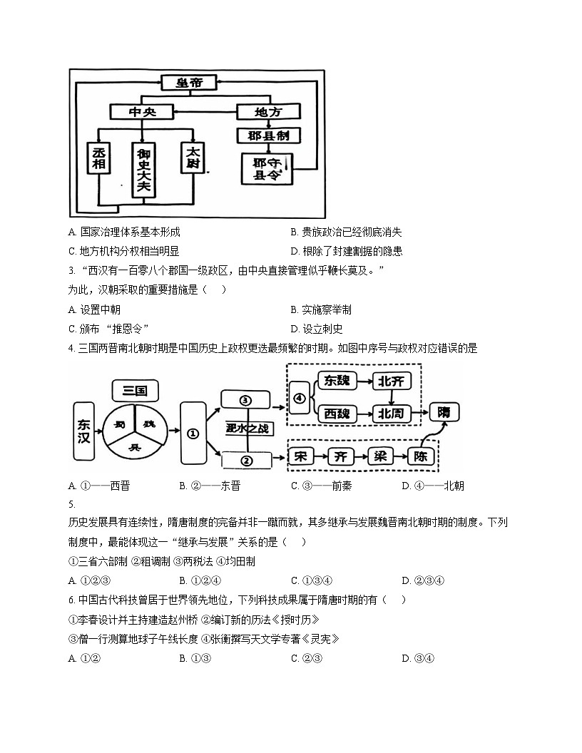 浙江省舟山市五校2025_2026学年高一上学期期中联考历史试题（文字版，含答案）第2页