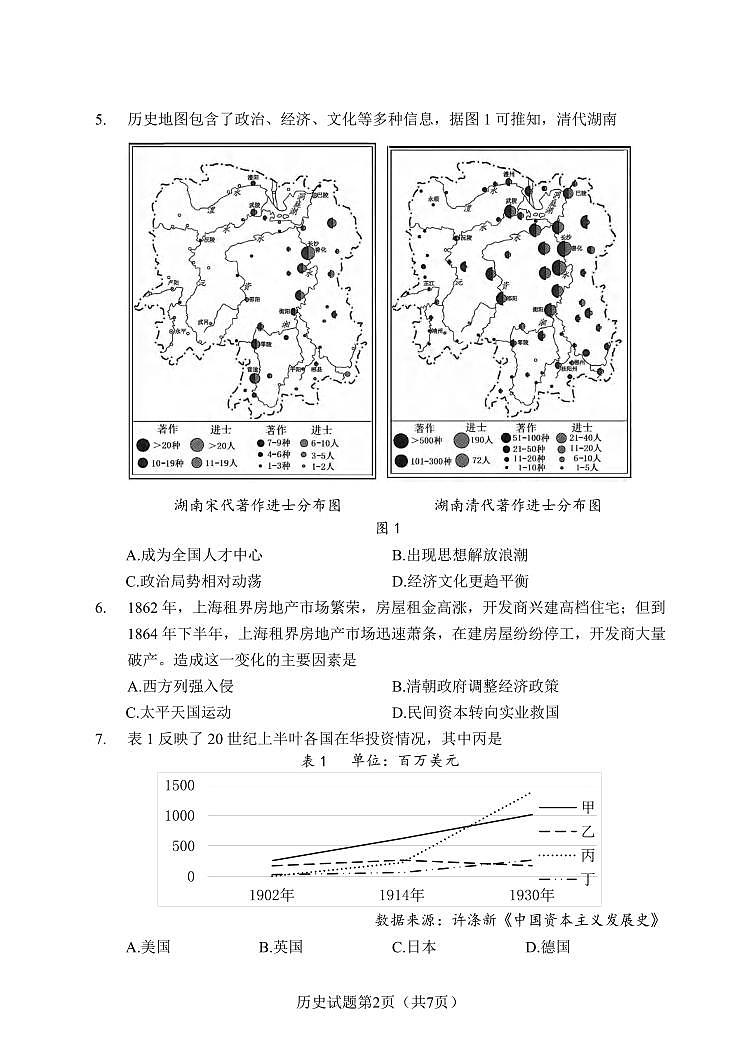 历史丨湖南省长沙市2026届高三上学期2月模拟考试（长沙一模）试卷及答案第2页