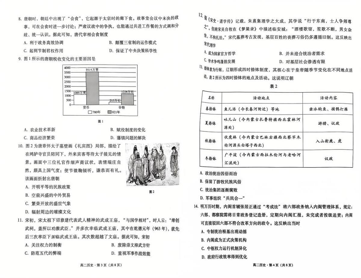 云南省昆明市云南师范大学附属中学2025-2026学年高二上学期期末教学测评历史试卷第2页