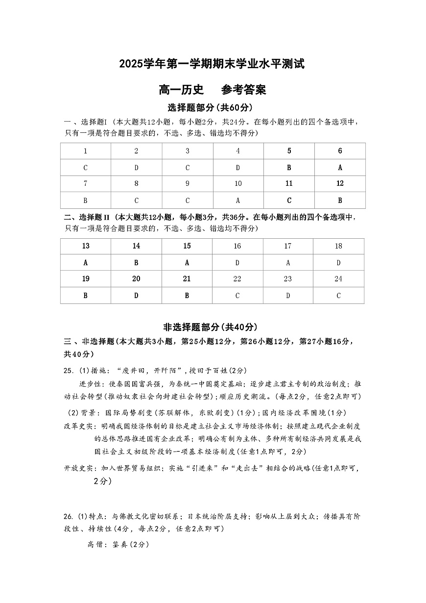 历史试题答案第1页