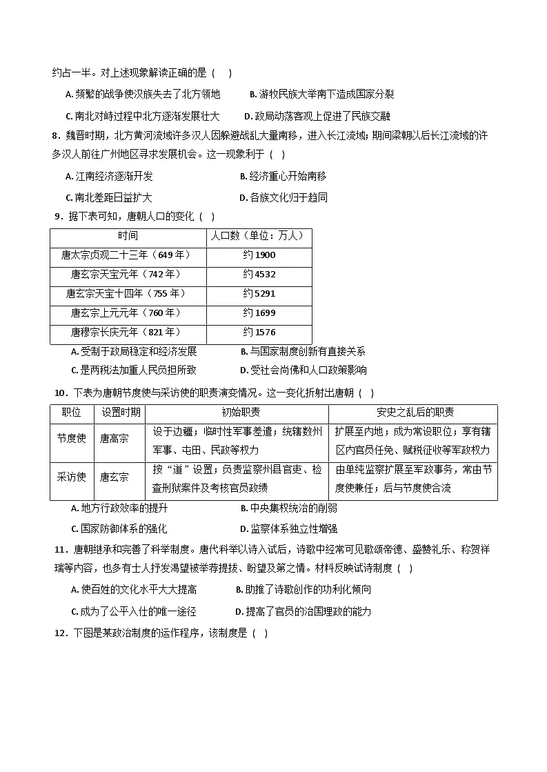 2025—2026学年度四川省成都市树德中学高一上学期期中考试历史试题（含答案）第2页