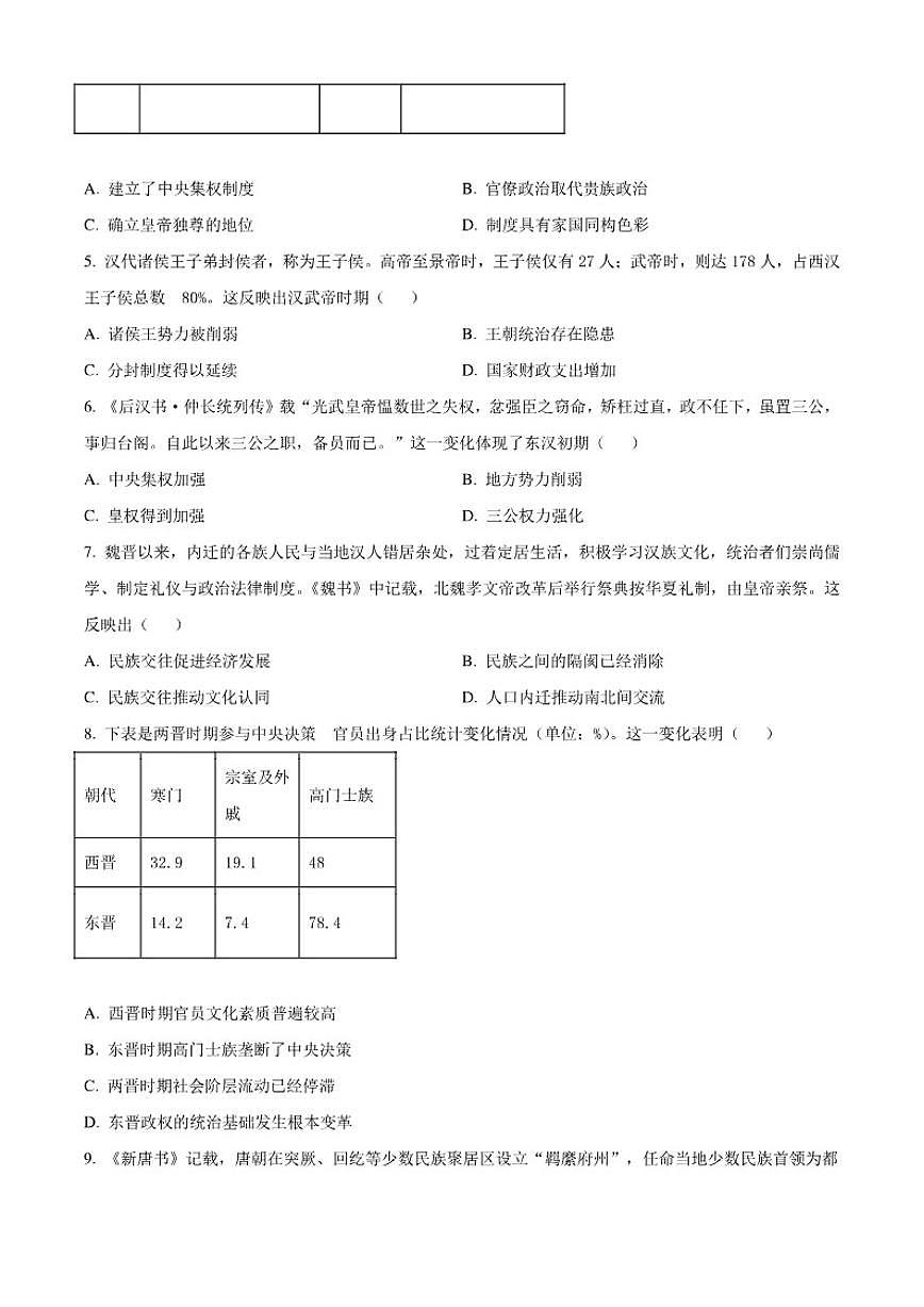 2025—2026学年度海南省洋浦中学高一上学期期中考试历史试题（含答案）第2页