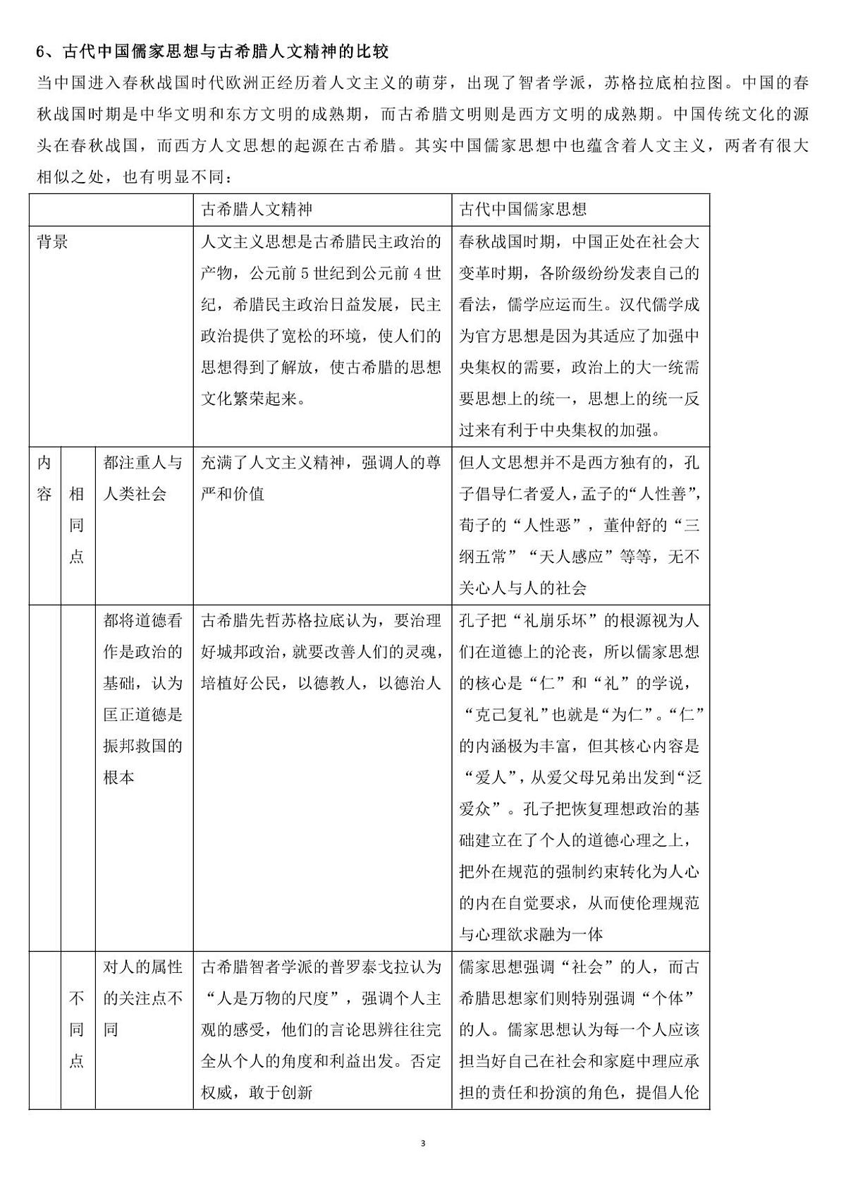 高中历史各朝各代中西方对比（政治、经济、文化等）知识清单（共14页）第3页
